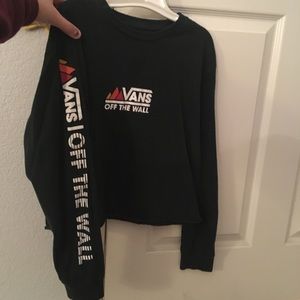 Dark Green Cropped Vans Long Sleeve Mountain Tee